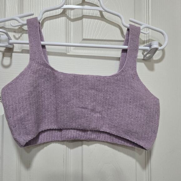 Everlane Purple Wool Blend Crop Tank Top XS Cozy Stretch Knit Minimalist - Picture 6 of 9